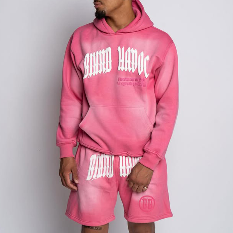 clothing manufacturer hoodie and shorts set custom men sweatsuit hoodie and shorts set